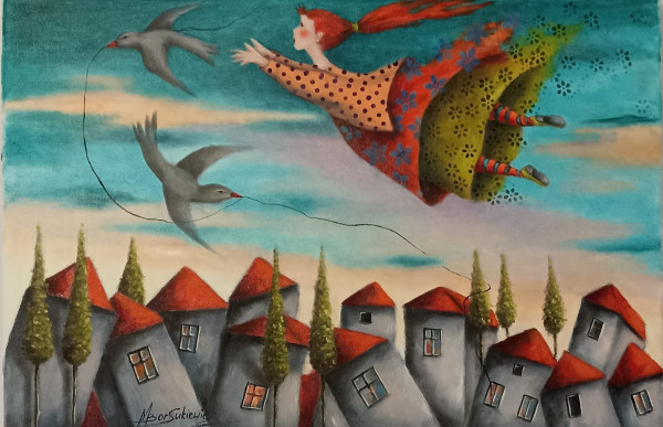 TAŃCZĄCA Z PTAKAMI  40x60.jpg