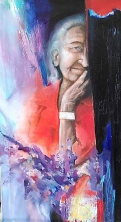 6. Sprzedawczyni lawendy, 40 x 60, 2018, tech. mieszana.jpg