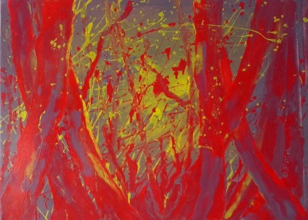 Bronisław Pilich Czerwone I 50x70 akryl na płótnie.JPG