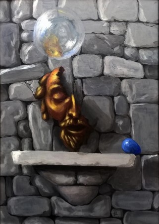 Paweł Galiński, Maski, akrtl na płycie, 70x50 cm, rok 2016.jpg